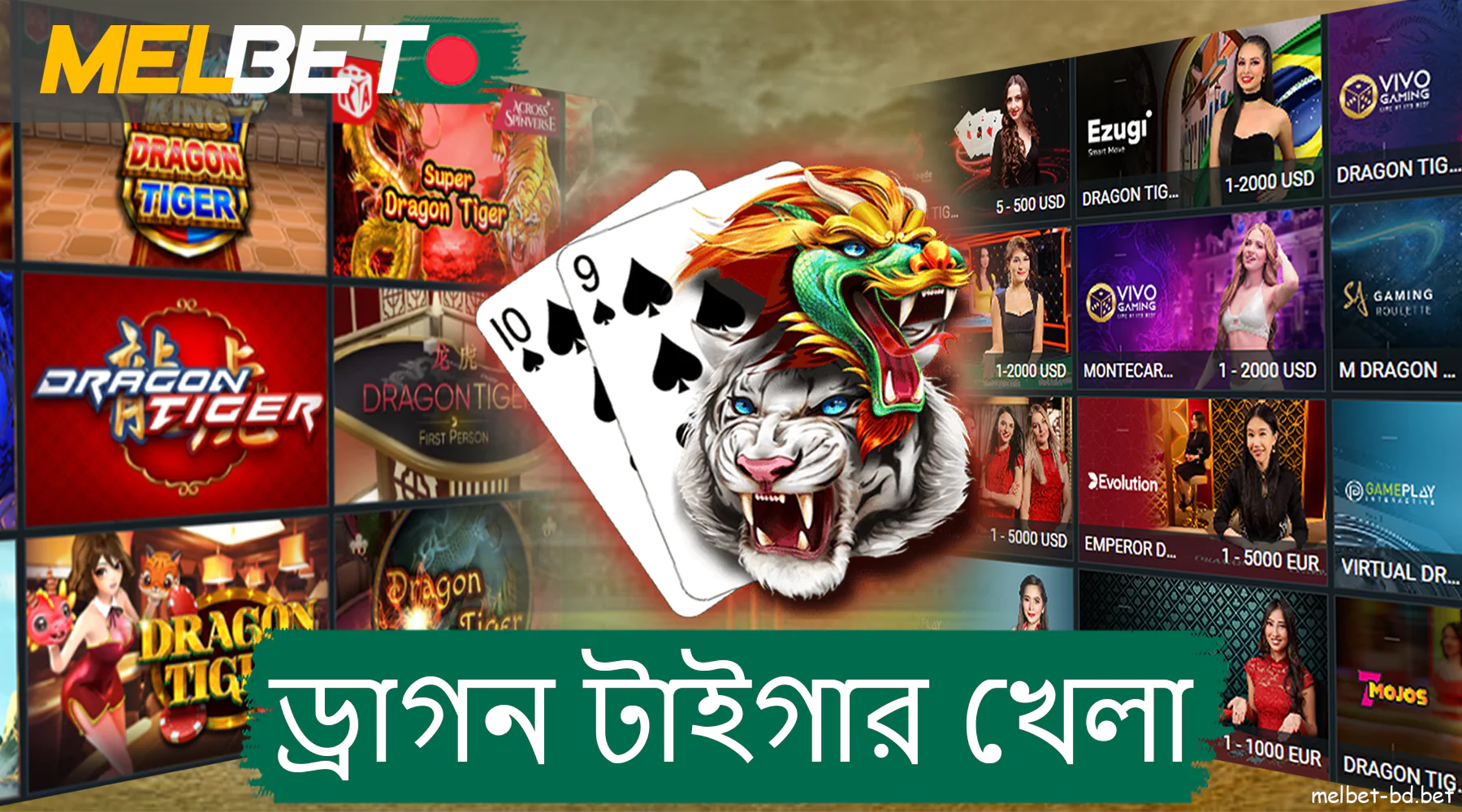 Melbet ওয়েবসাইটটি বাংলাদেশী খেলোয়াড়দের জন্য অনেক ড্রাগন টাইগার গেমের বিকল্প অফার করে