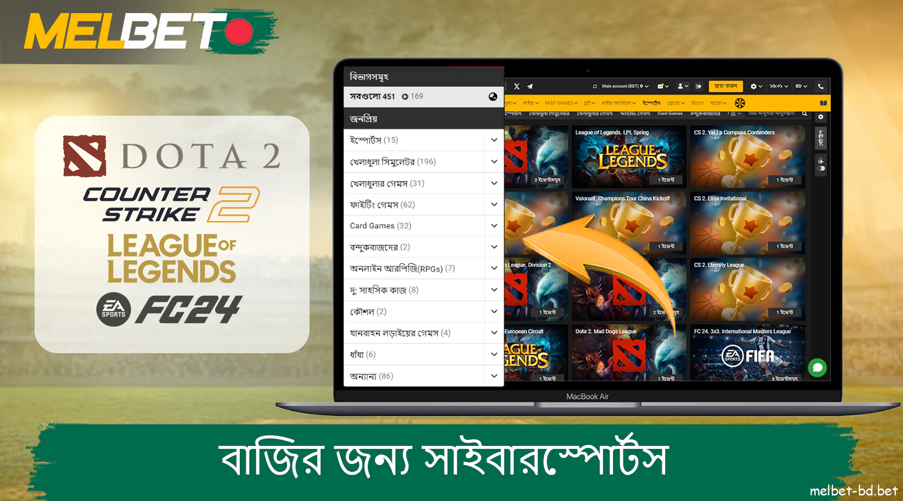 বাংলাদেশী খেলোয়াড়দের জন্য Melbet ওয়েবসাইটে বাজি ধরার জন্য সাইবারস্পোর্টস