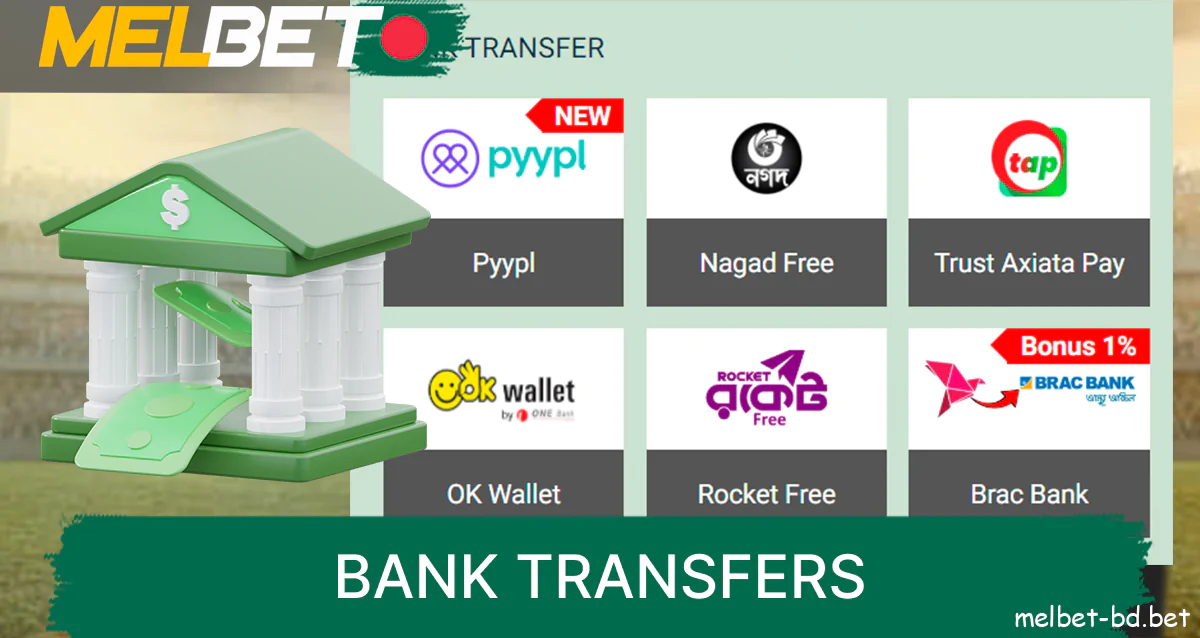 Fund your account via bank transfer on the Melbet website in Bangladesh