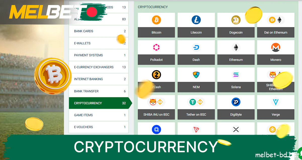 Fund your Melbet Bangladesh account with different cryptocurrencies