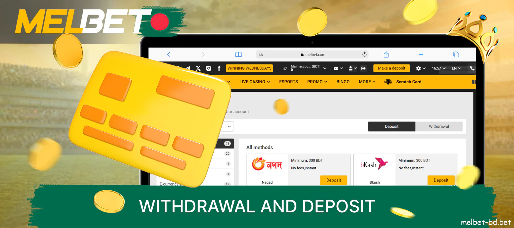 Melbet withdrawal and deposit information for Bangladeshi players