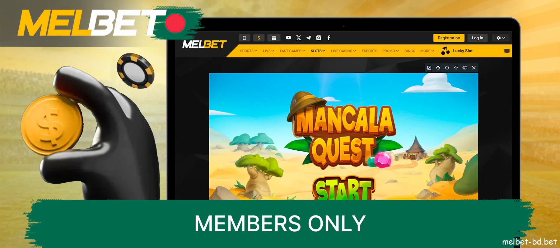 Melbet players can get a free spin on Mankala Quest