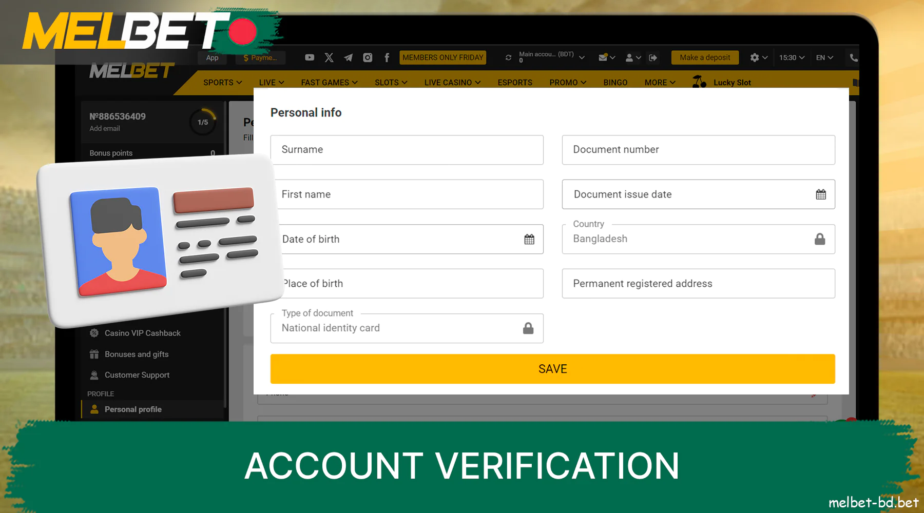 Verification procedure on Melbet website for Bangladeshi players