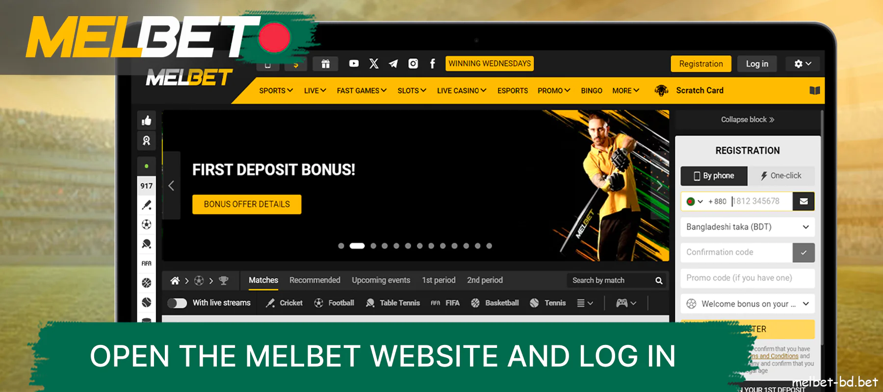 Open the Melbet website or mobile app and log in to your account