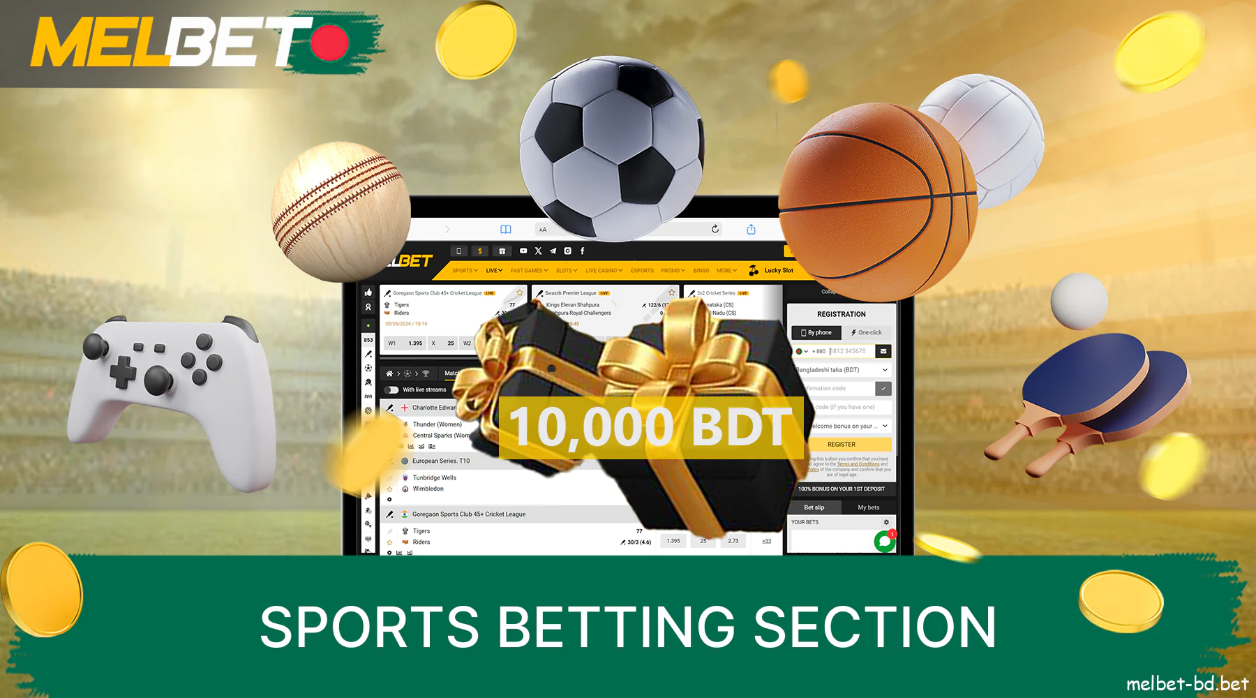 Sports betting section on Melbet website for Bangladeshi bettors