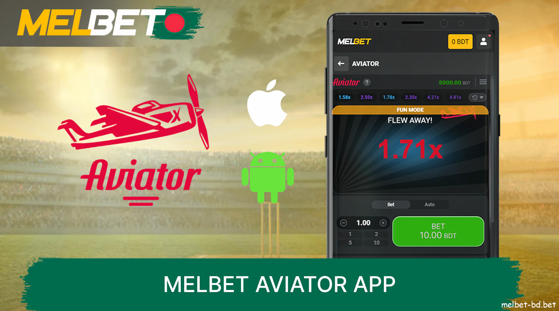 Download the Melbet mobile app to play Aviator