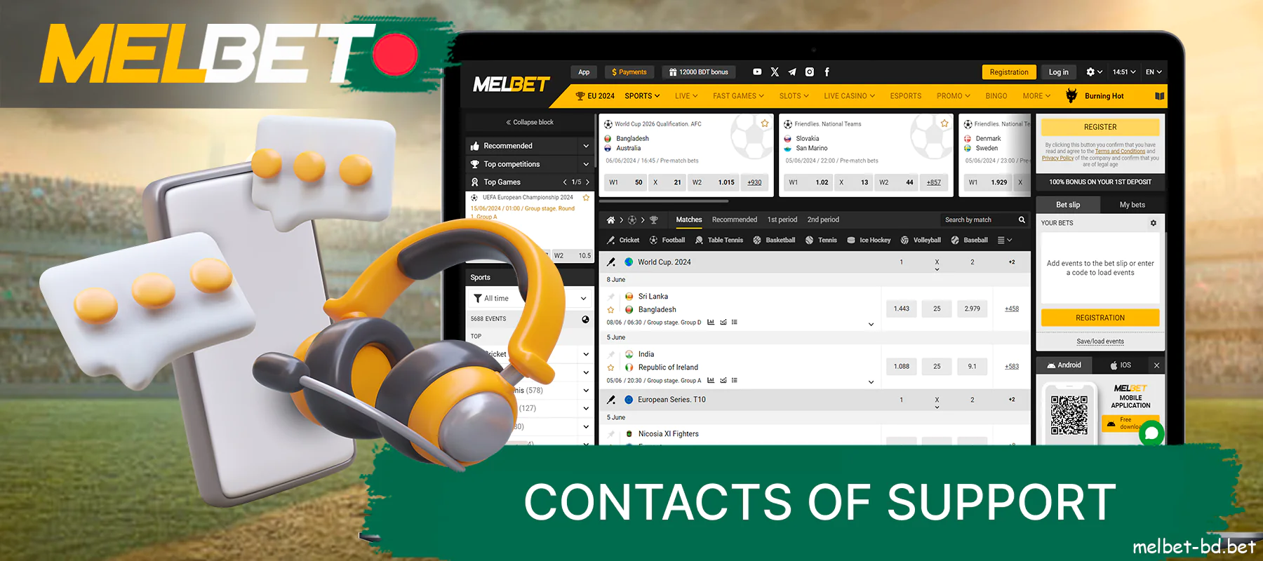 24/7 support is available on Melbet website for Bangladeshi players