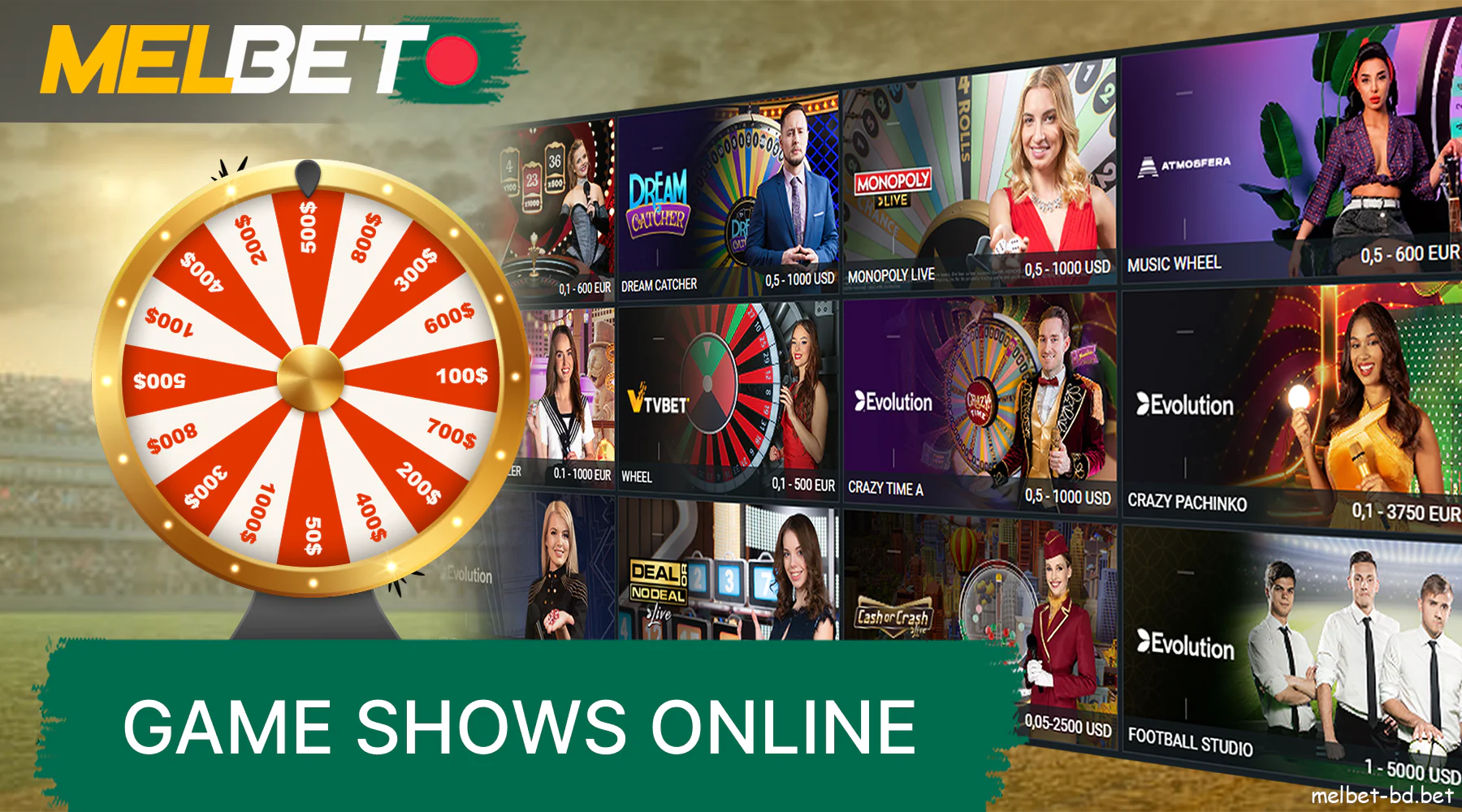 Show online games in special tab of Melbet casino website