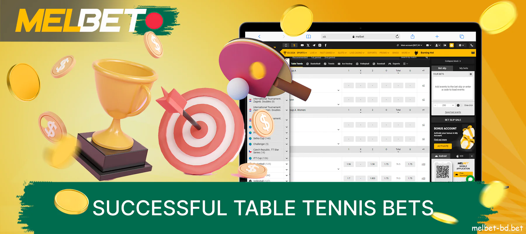 Secrets of successful table tennis betting at Melbet