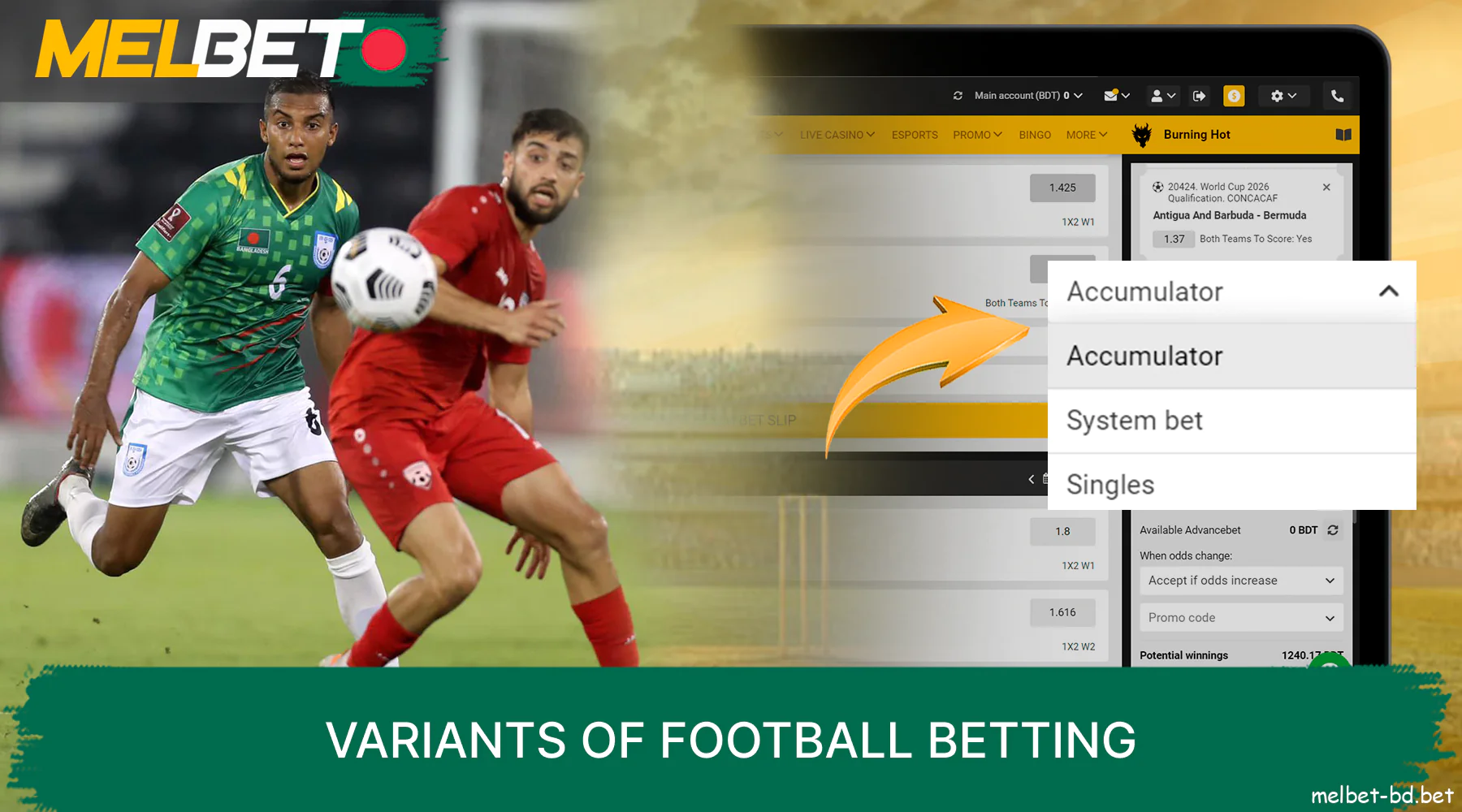 Melbet football betting varieties for Bangladeshi bettors