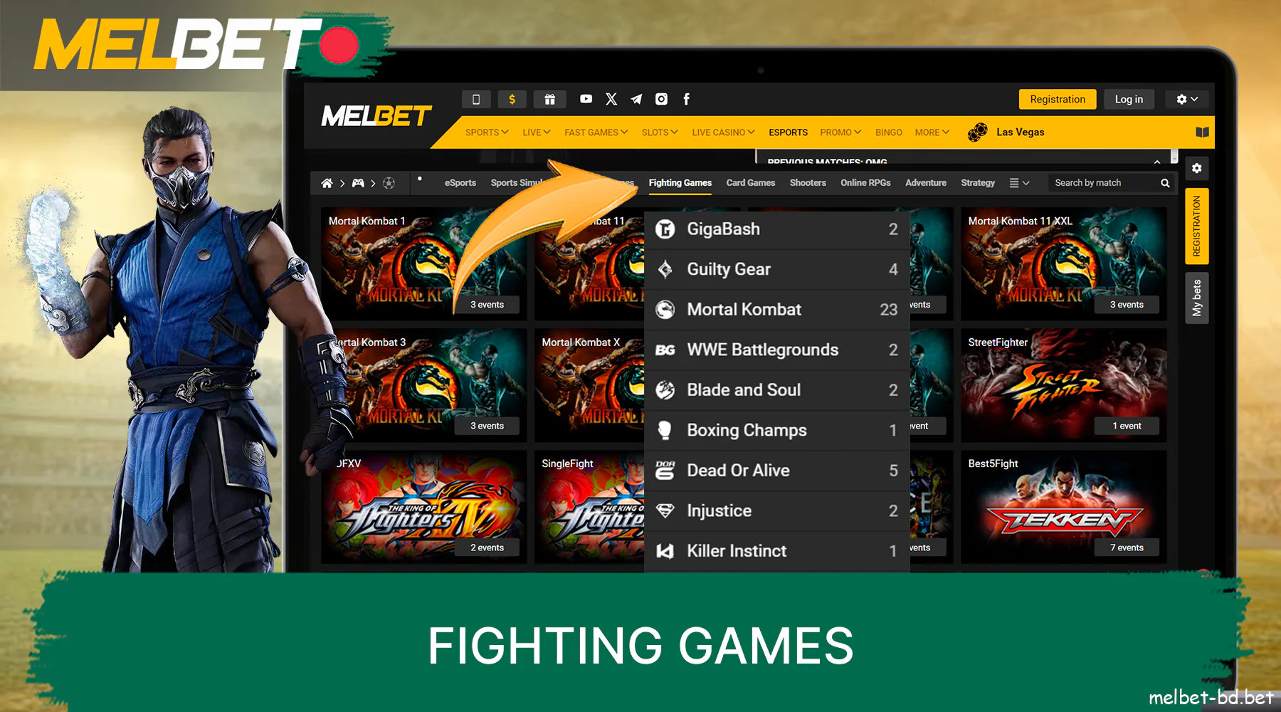 Fighting games betting on Melbet website for Bangladeshi players