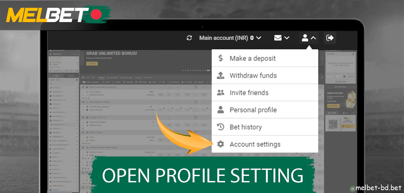 Edit your private details on Melbet