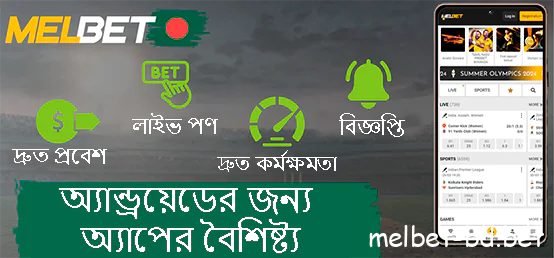 Melbet অ্যান্ড্রয়েডের জন্য অ্যাপের বৈশিষ্ট্য